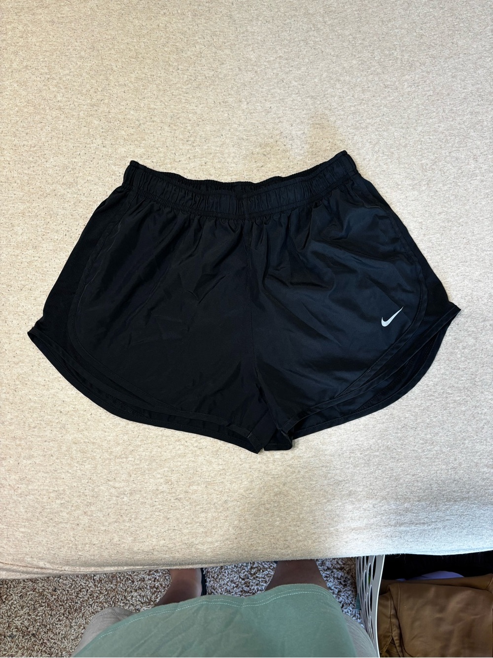 Nike Black Women's Athletic Running Shorts with Silver Swoosh